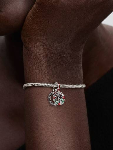 Charm Colgante Doble Corona de navidad