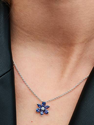 Collar Herbario Brillante Azul 45 cm