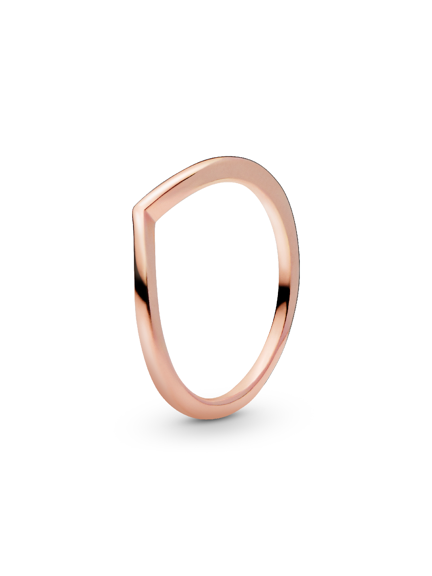 Anillo Hueso de los deseos pulido Bañado en Oro Rosa de 14k