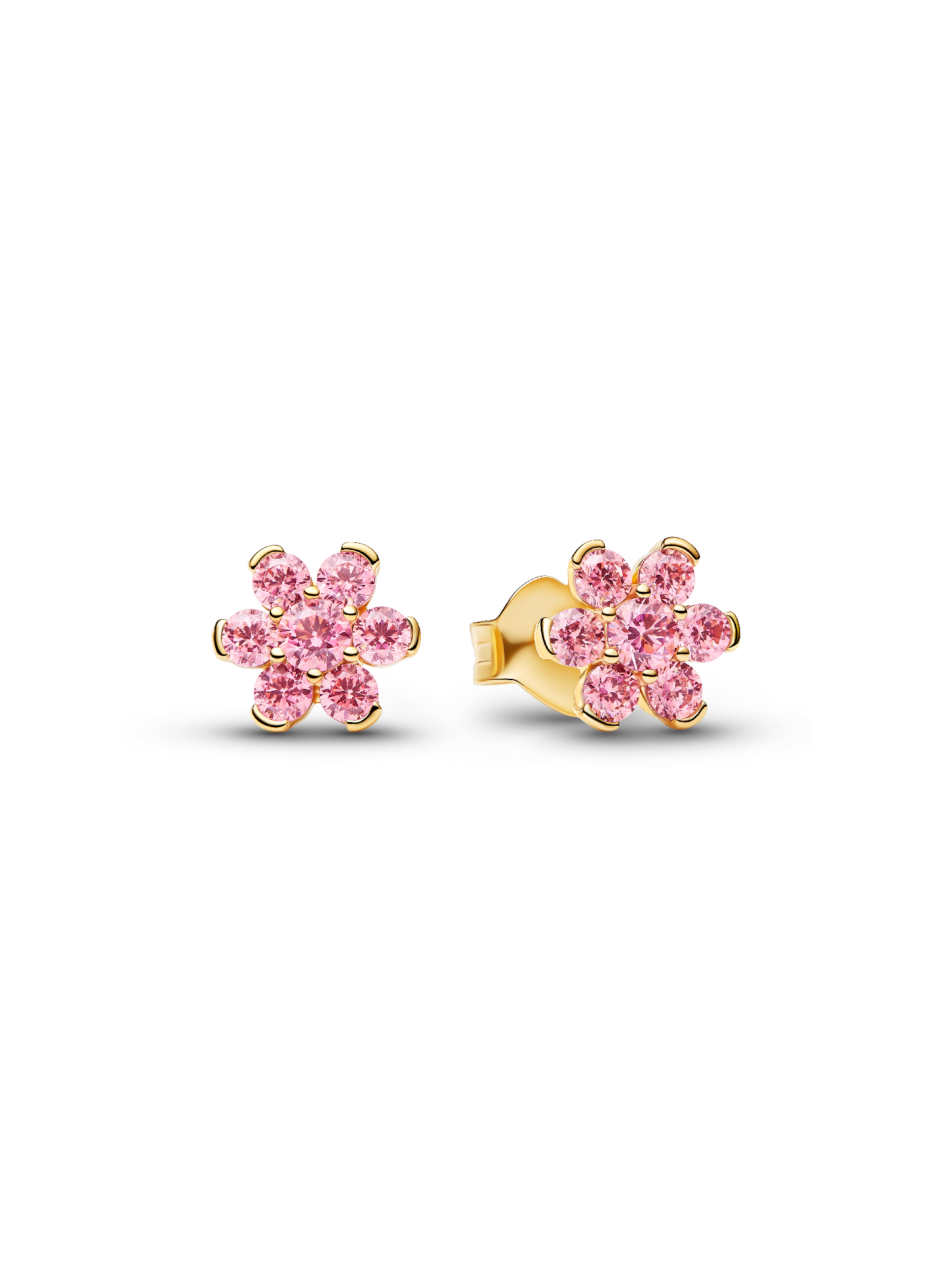 Aros de botón Flor Rosa Brillante