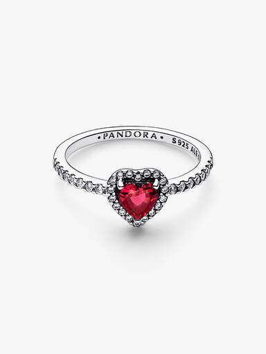 Anillo Corazón elevado rojo Pandora Plata Esterlina