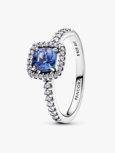 Anillo halo cuadrado azul brillante