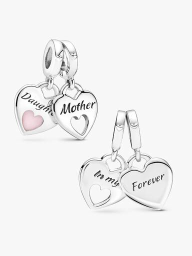 Charm colgante de doble corazón dividido
