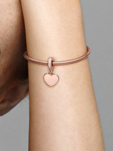Charm Dije Etiqueta de Corazón para Grabar Rosa