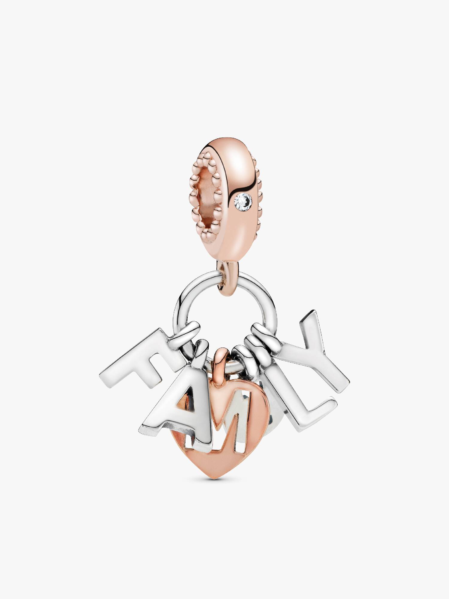 Charm Colgante Colgante Familia Bañado en Oro Rosa de 14k