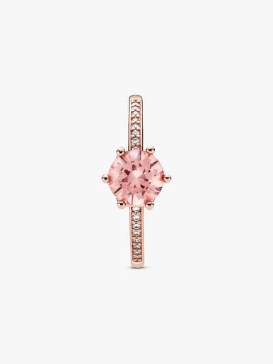 Anillo Solitario Corona Brillante Rosa Bañado en Oro Rosa de 14k