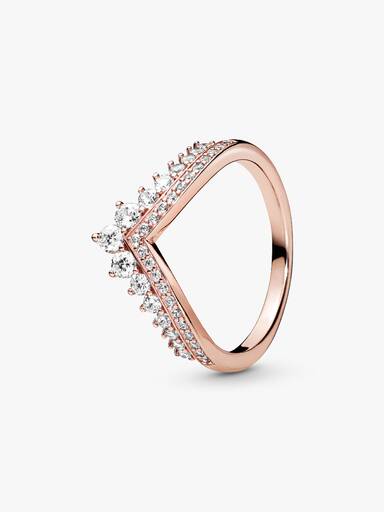 Anillo Hueso de los deseos Princesa Bañado en Oro Rosa de 14k
