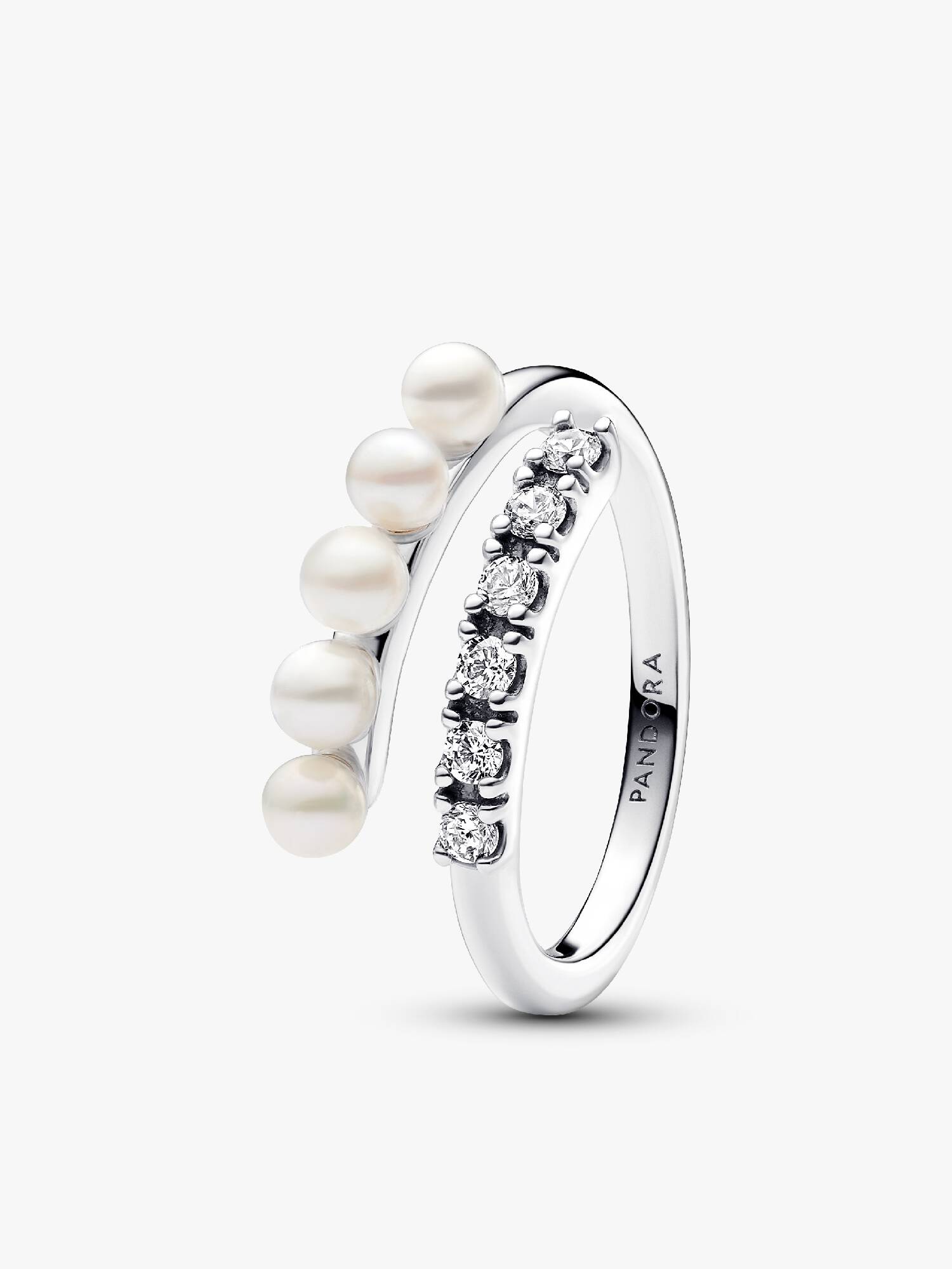 Anillo Abierto Perlas Cultivadas de Agua Dulce Tratadas y Pavé 48