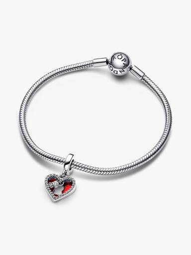 Charm Colgante Doble Corazón Rojo y Cerradura