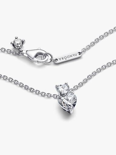 Collar Collier Con Pendiente De Corazón Doble Reluciente
