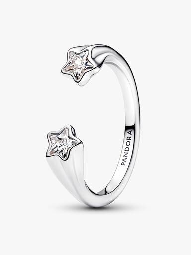 Anillo Abierto Estrellas Fugaces Plata