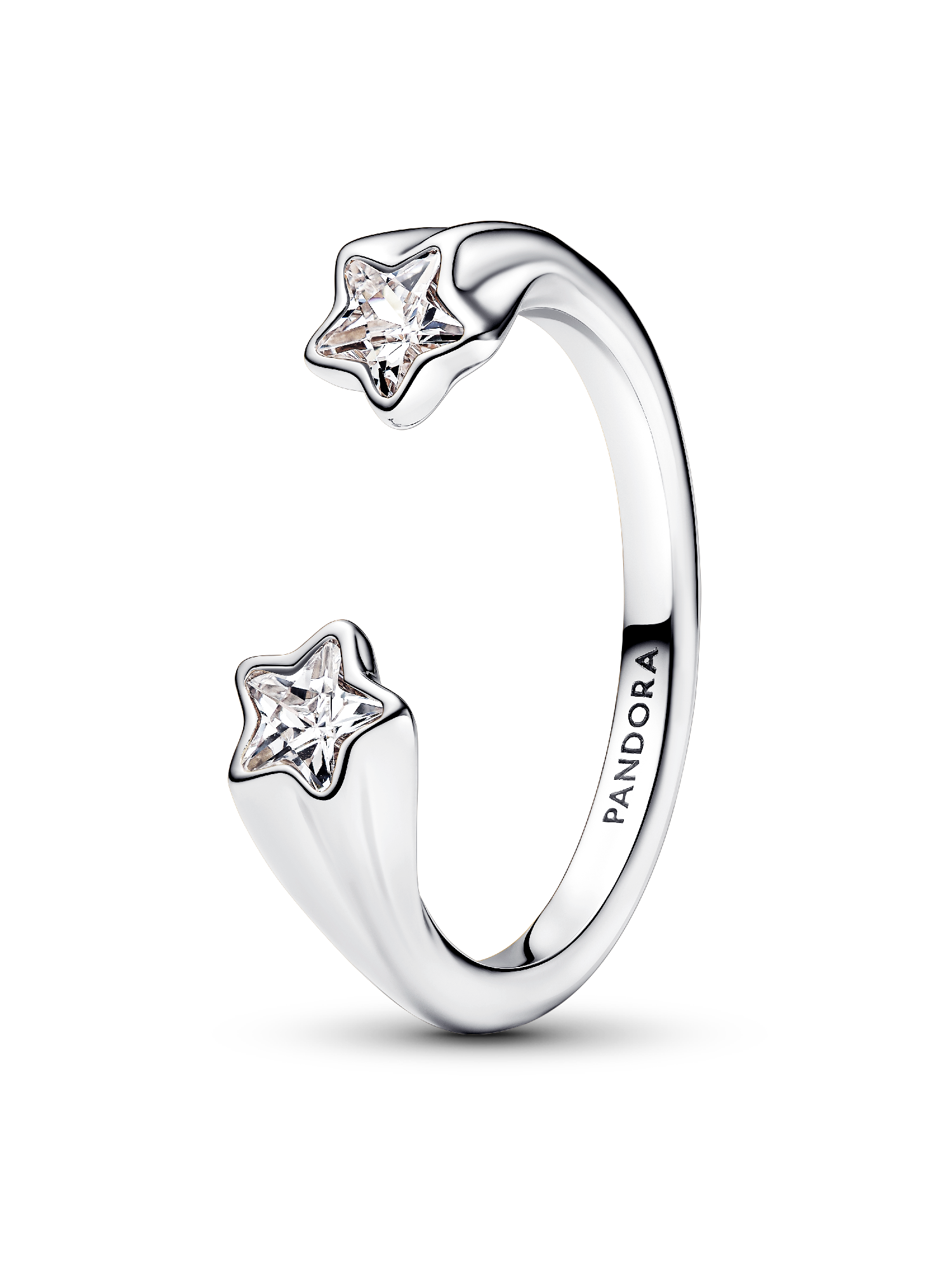 Anillo Abierto Estrellas Fugaces Plata