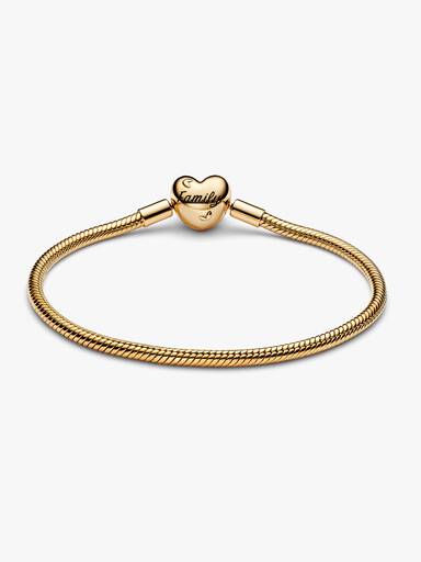 Brazalete Pandora Moments Cadena de Serpiente con Cierre de Corazón Familiar 16 cm