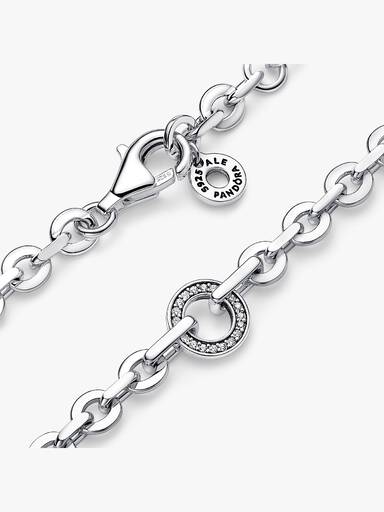 Pulsera Cadena Gruesa Pavé Pandora Signature Pandora Plata Esterlina 18 cm