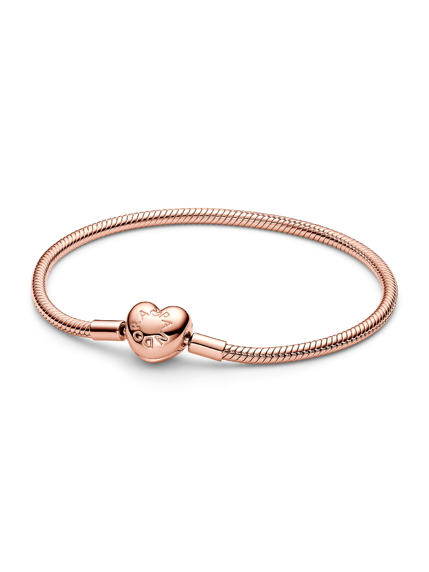 Brazalete de Cadena de Serpiente con Cierre de Corazón de Pandora Moments