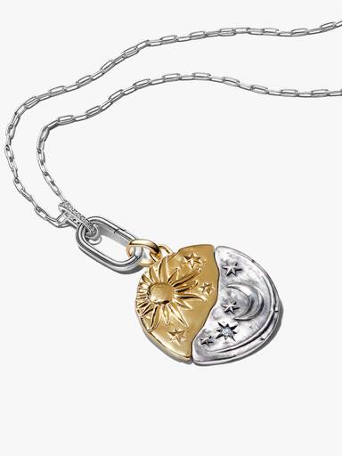 Set de Regalo de Collar con Medallón XL del Sol y la Luna