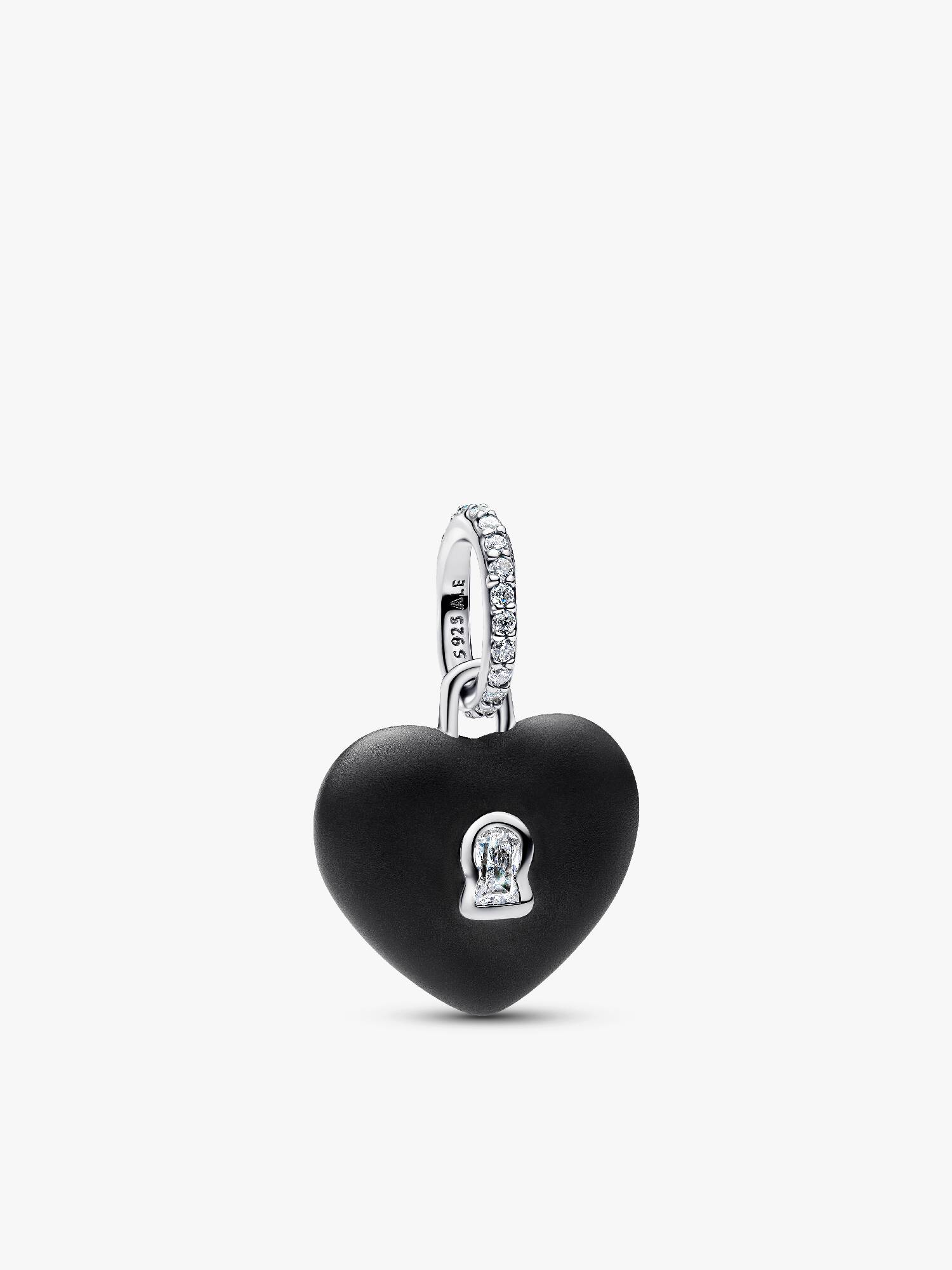 Charm Colgante Candado de Corazón de Cerámica Negro Mate