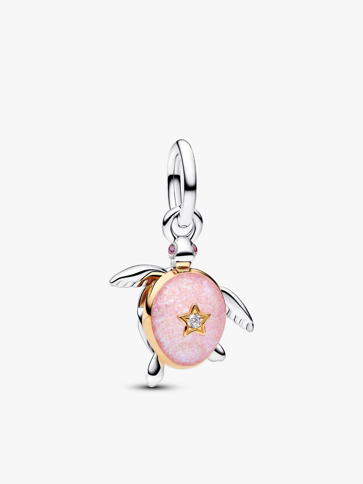 Charm Colgante Tortuga Marina Rosa con Diamante Cultivado en Laboratorio