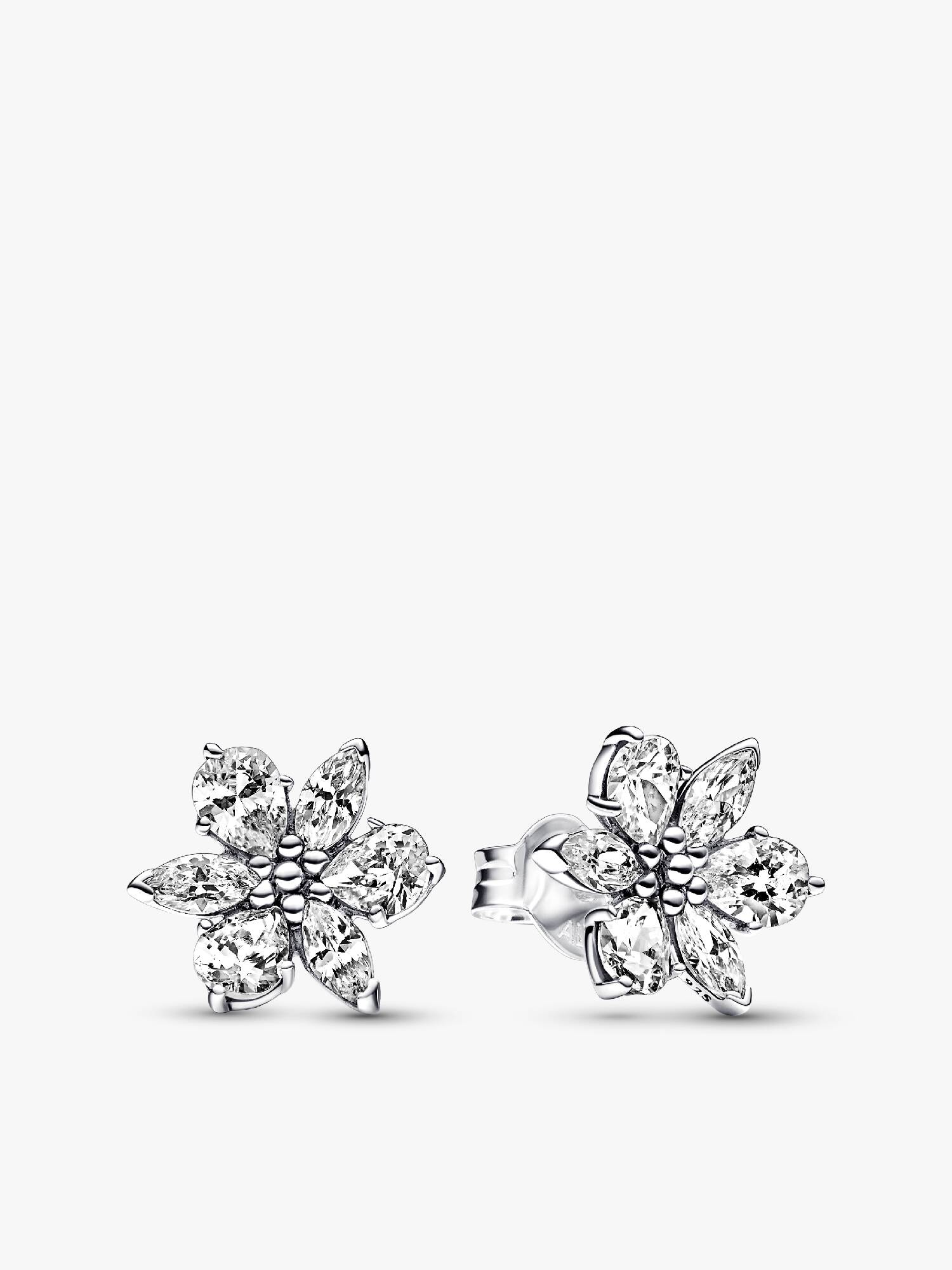 Aros de botón Racimo herbario reluciente Pandora Plata Esterlina