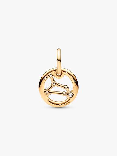 Charm Colgante del Zodiaco Leo Recubrimiento en Oro de 14k Talla única