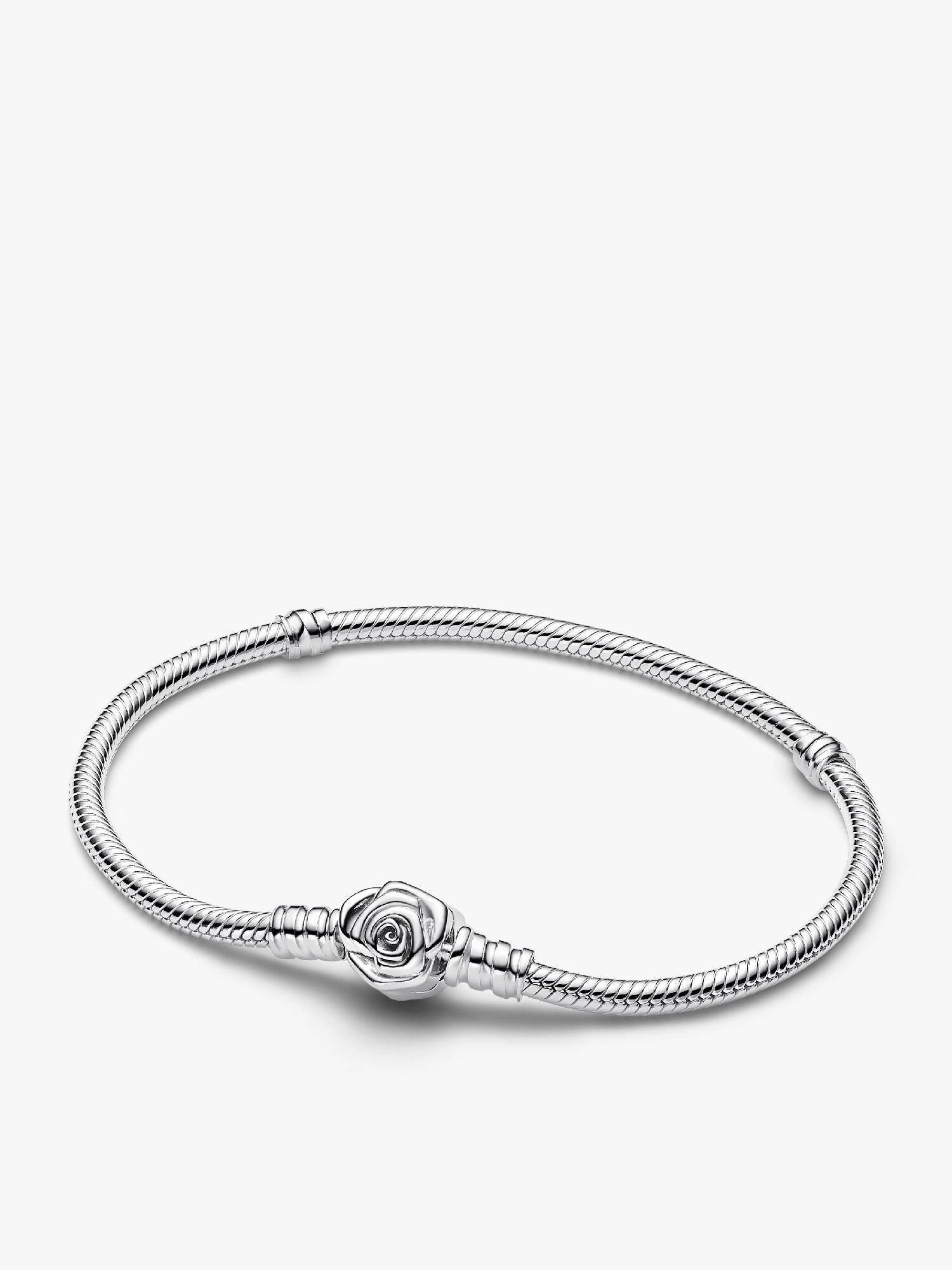 Brazalete Pandora Moments Cadena de Serpiente con Cierre Rosa Floreciendo 16 cm