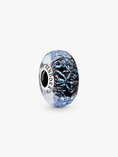 Charm Océano Ondulante De Cristal Murano Azul Oscuro