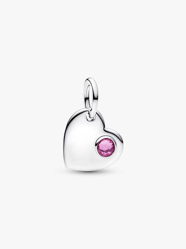 Charm Colgante Corazón de Piedra Rosa Grabable