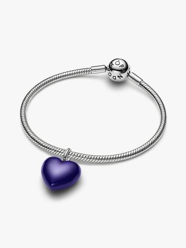 Charm colgante de corazón azul acolchonado