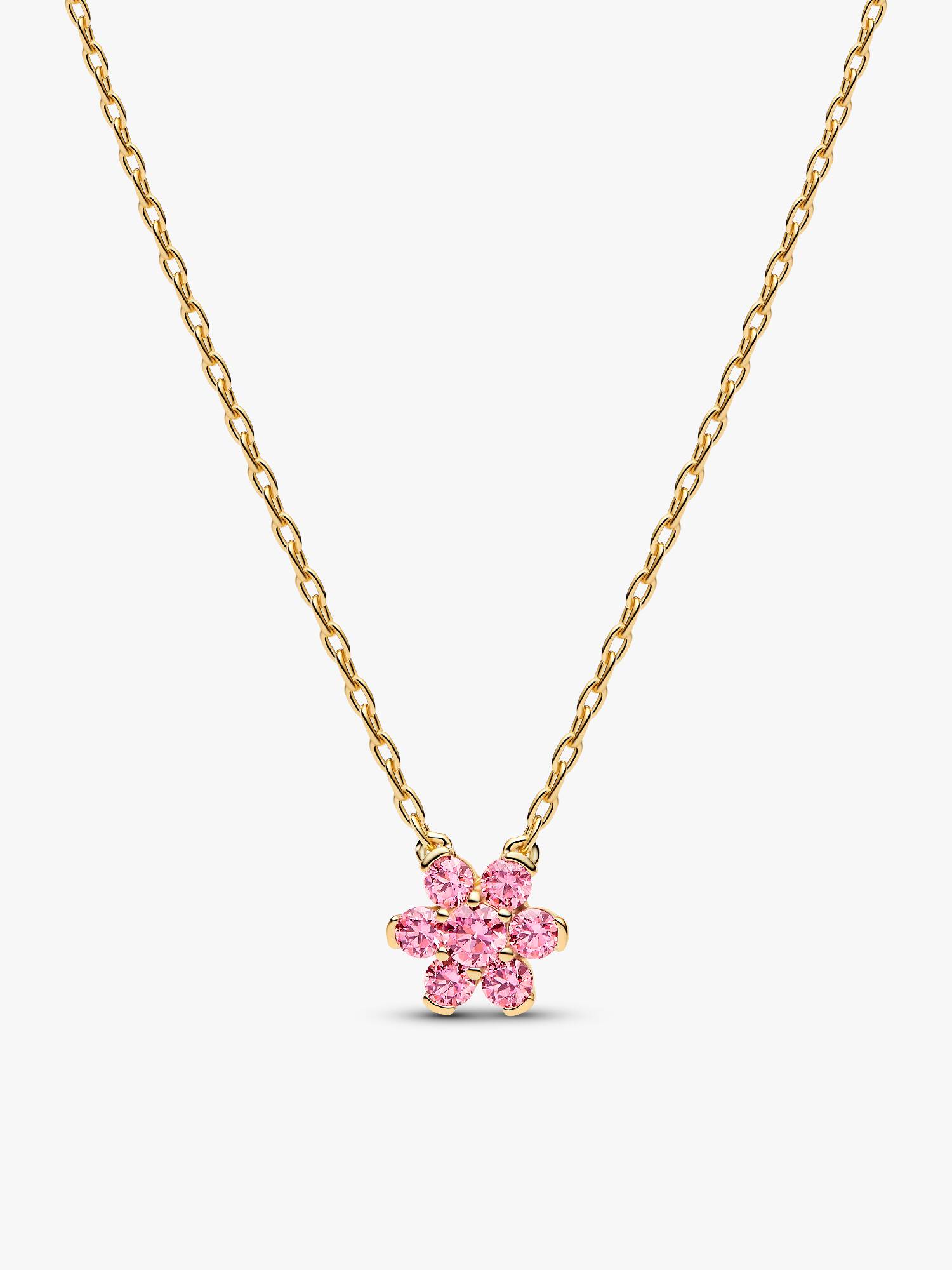 Collar con dije colgante Flor rosa brillante