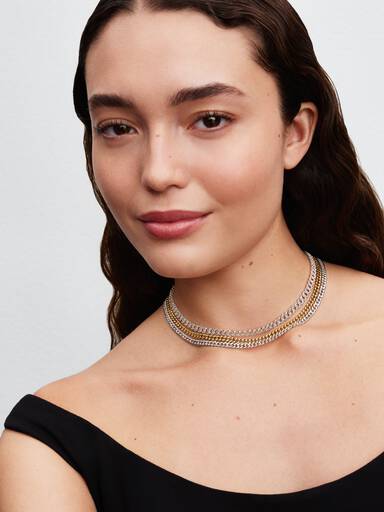 Collar de cadena cubana con pavé