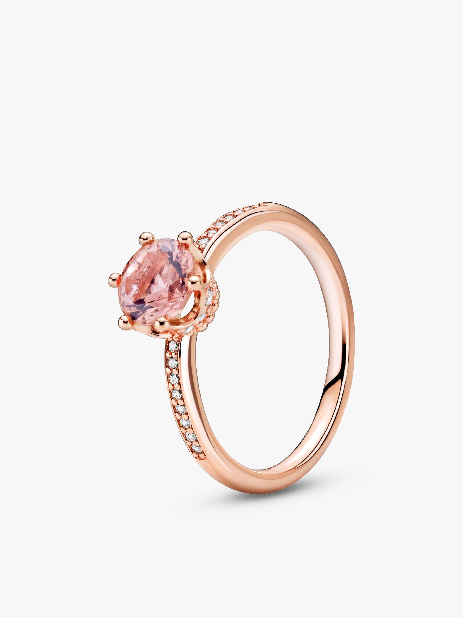 Anillo Solitario Corona Brillante Rosa Bañado en Oro Rosa de 14k