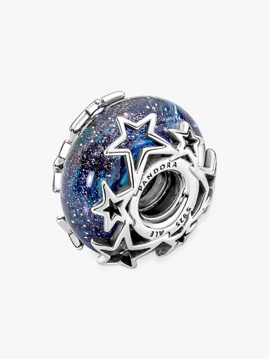 Charm De Cristal De Murano En Plata De Ley Galaxia & Estrella