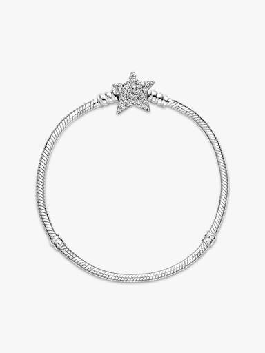 Brazalete Pandora Moments Cadena De Serpiente Cierre Estrella Asimétrica 16 cm