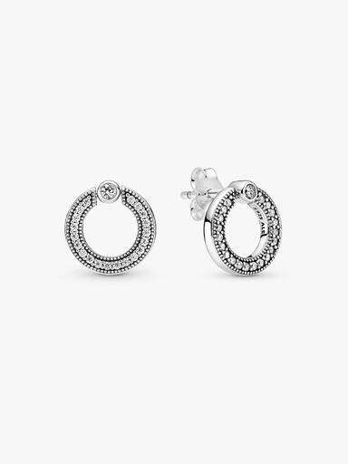 Aros De Botón Reversibles Círculo De Pavé Y Logotipo