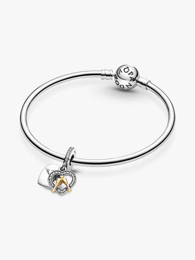 Charm Colgante Feliz Aniversario En Dos Tonos Talla única