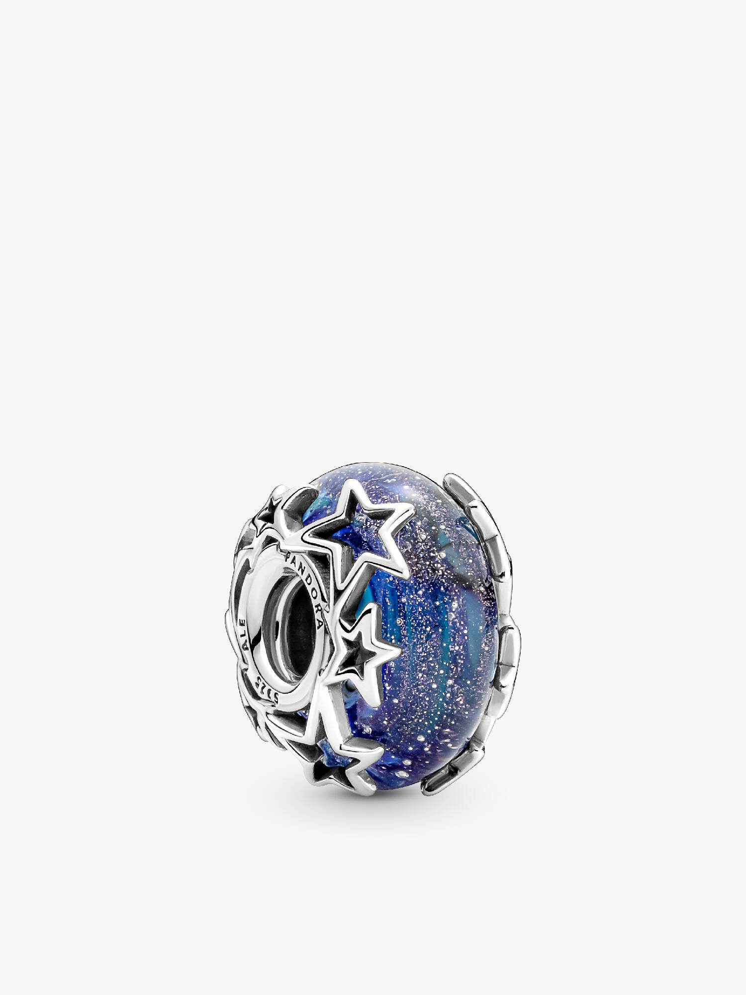 Charm De Cristal De Murano En Plata De Ley Galaxia & Estrella