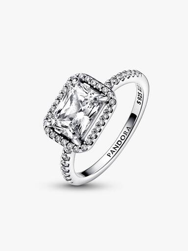 Anillo Halo Rectangular Brillante