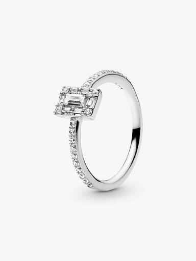 Anillo Halo Cuadrado Brillante