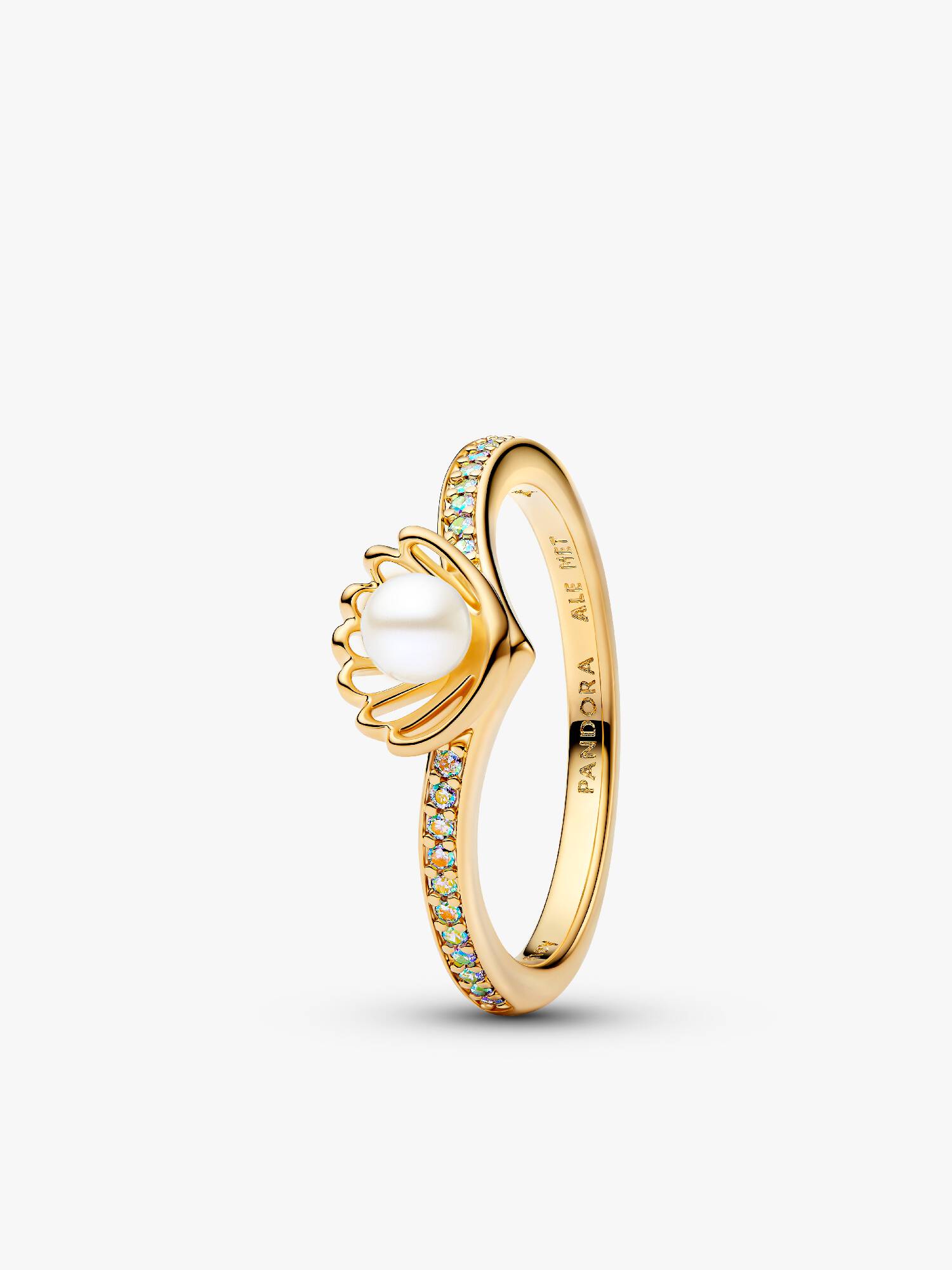 Anillo Perla Cultivada de Agua Dulce Tratada Concha de Princesa Ariel de Disney