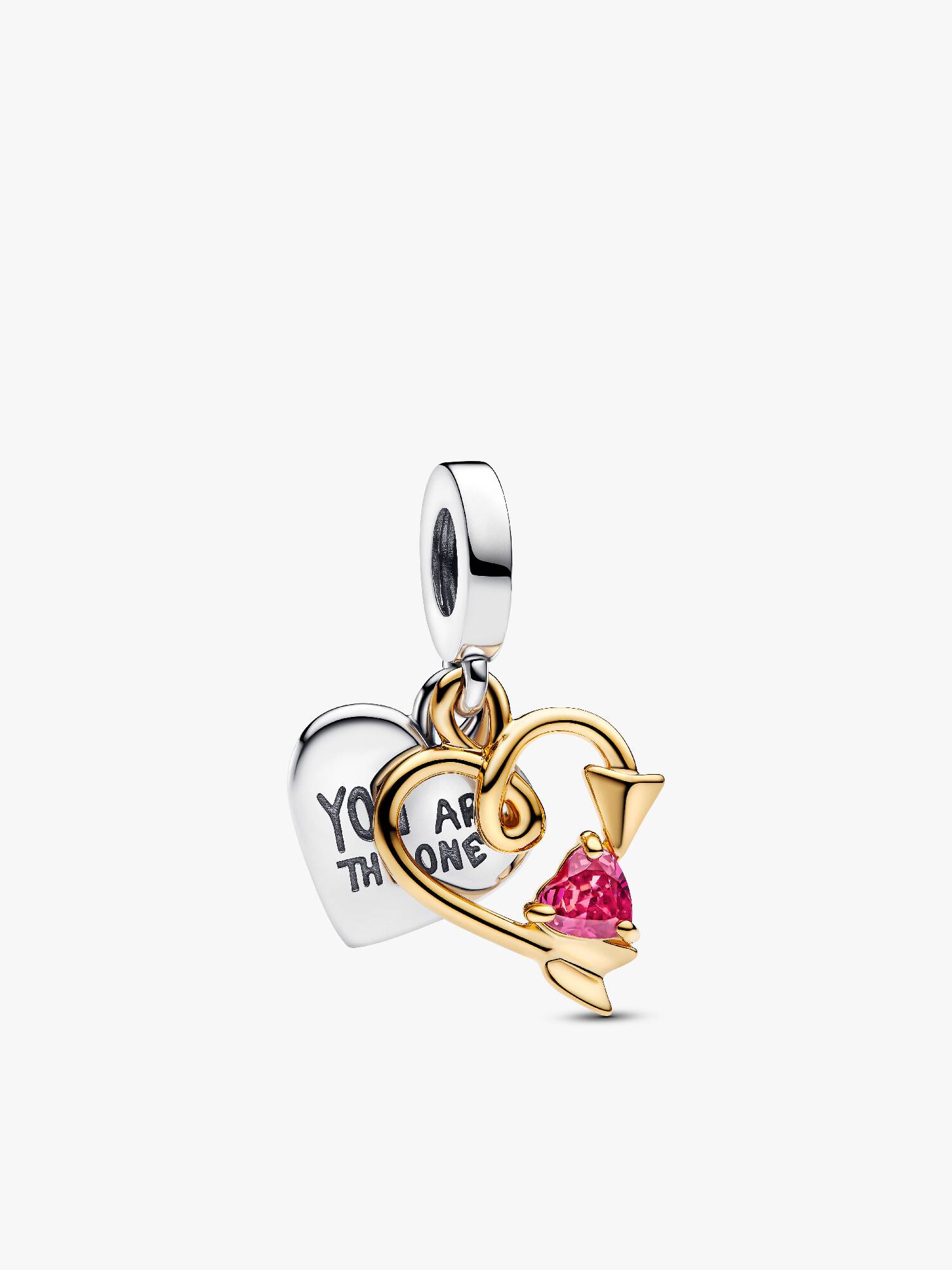 Charm Dije Doble Corazón Grabable y Flecha