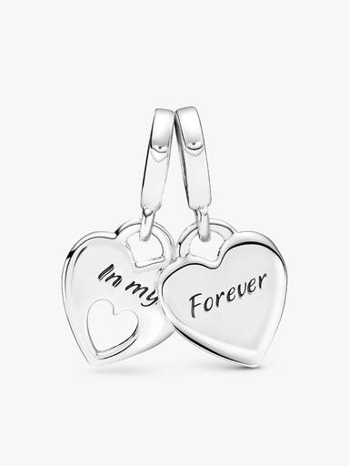Charm colgante de doble corazón dividido