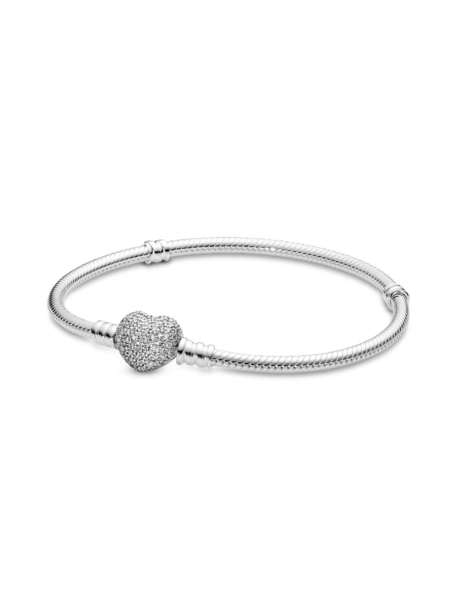 Brazalete Pandora Moments cadena de serpiente con broche de corazón centelleante