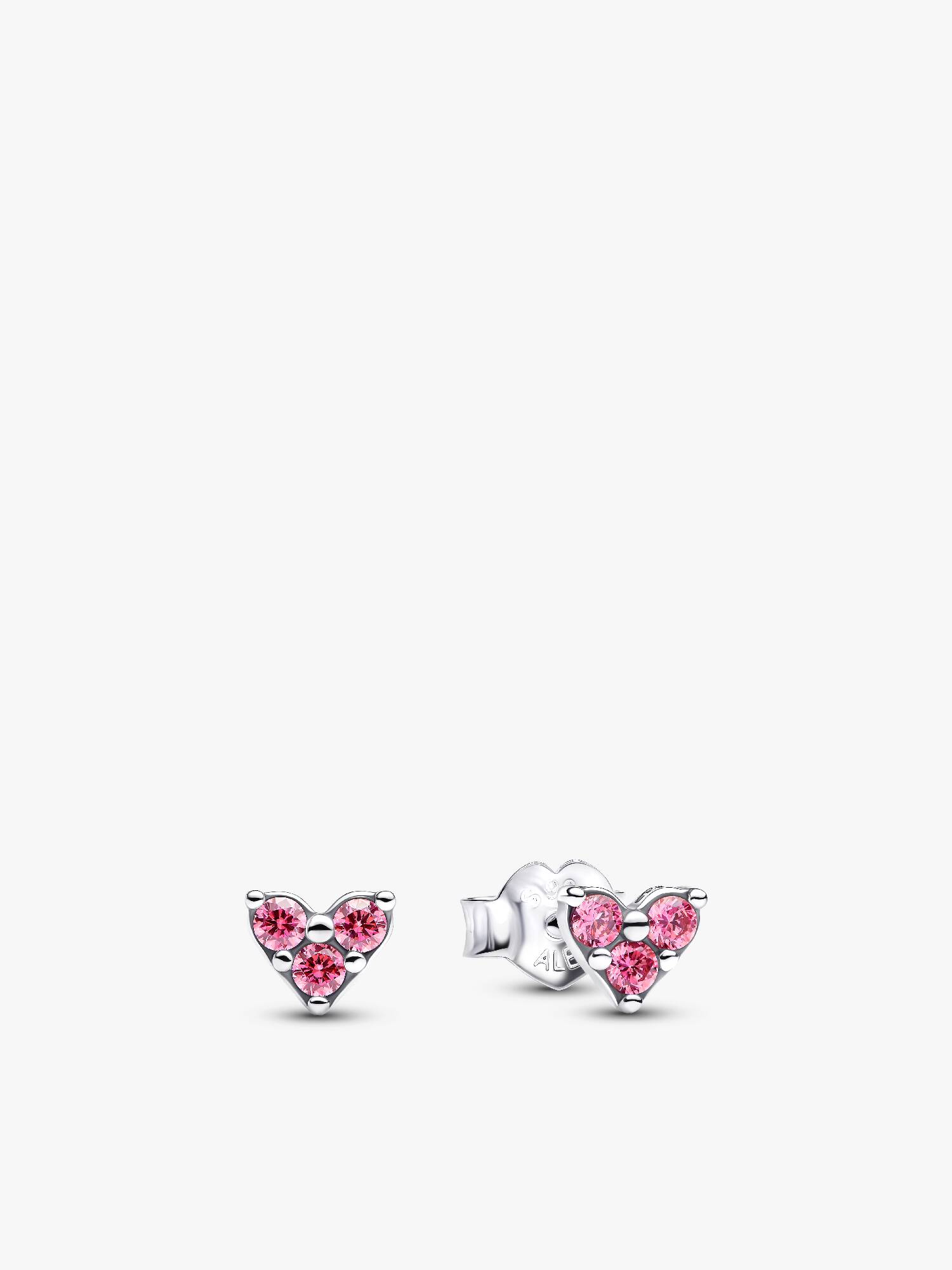 Aros de Botón Corazón de piedra triple Rosa