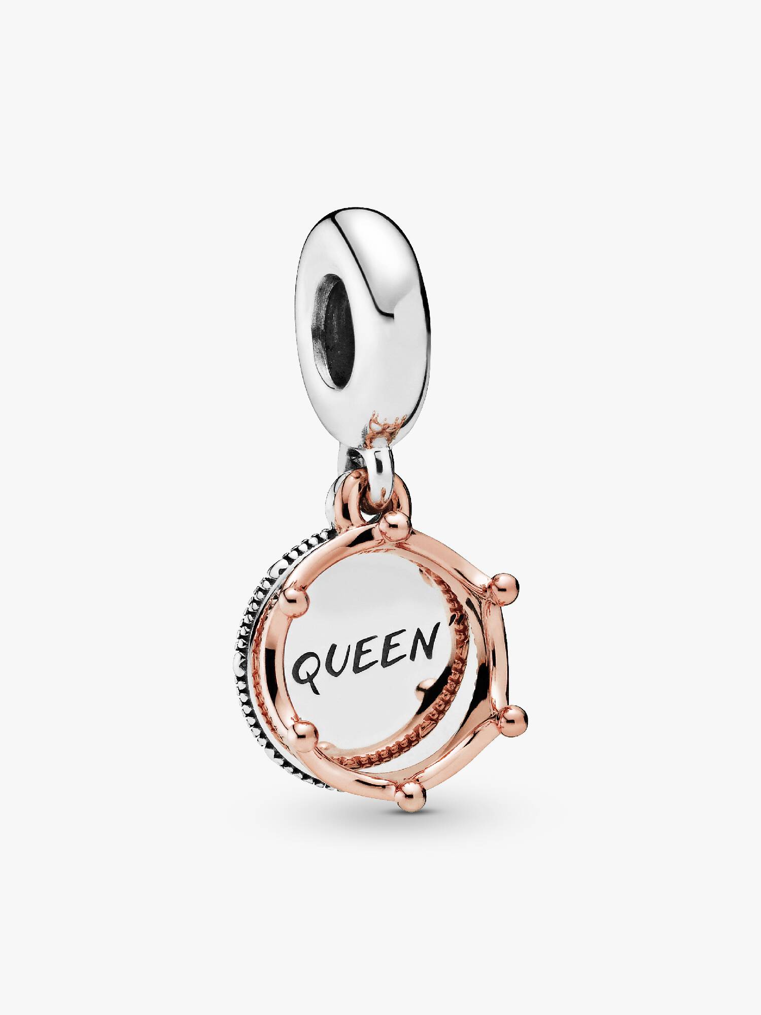 Charm colgante Reina y corona real Recubrimiento en Oro Rosa de 14k Talla única