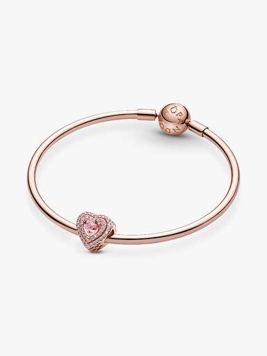 Charm Corazon Nivelado Brillante Bañado en Oro Rosa 14k