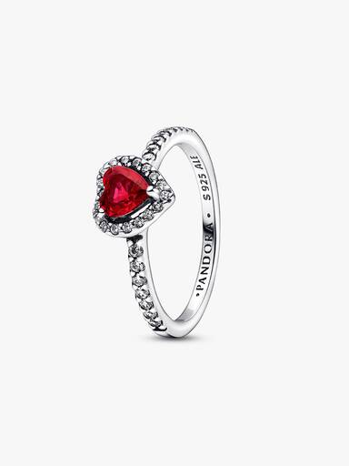 Anillo Corazón elevado rojo Pandora Plata Esterlina