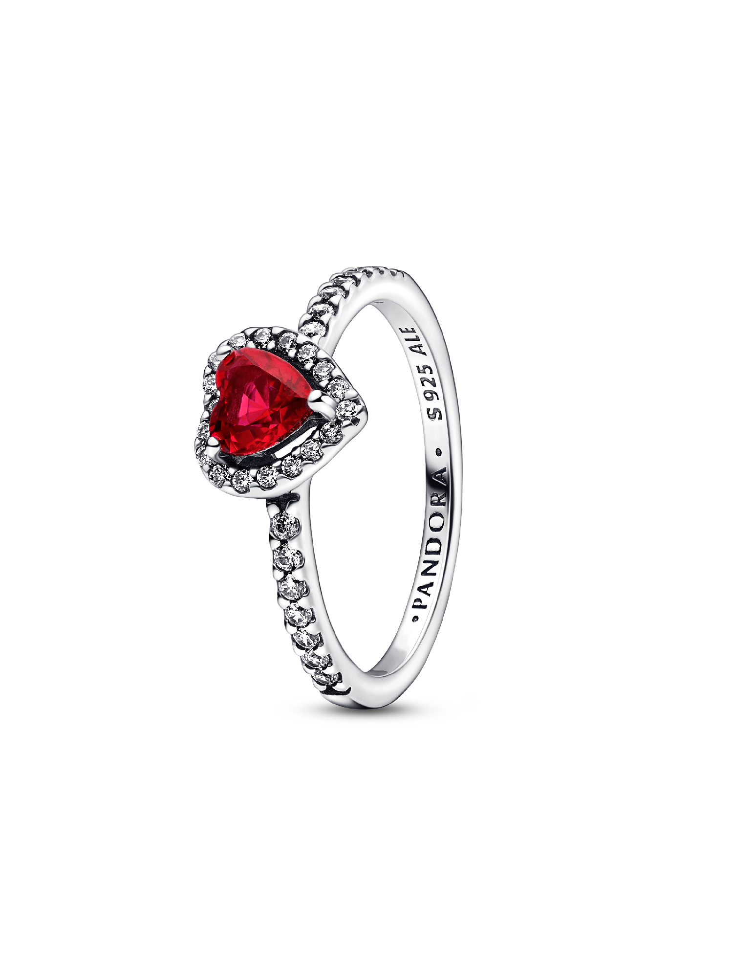 Anillo Corazón elevado rojo Pandora Plata Esterlina