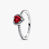 Anillo Corazón elevado rojo Pandora Plata Esterlina Anillo Corazón elevado rojo Pandora Plata Esterlina
