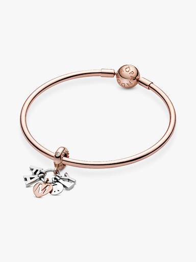 Charm Colgante Colgante Familia Bañado en Oro Rosa de 14k
