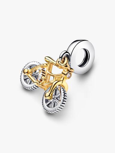 Charm Colgante Ruedas de Bicicleta Girando en Dos Tonos Talla única